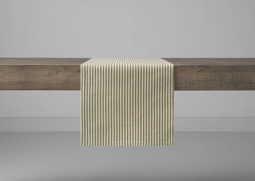 Audley Striped Table Runner Green/Beige